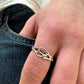 Model photo of handcrafted sterling silver Eye of Ra ring.