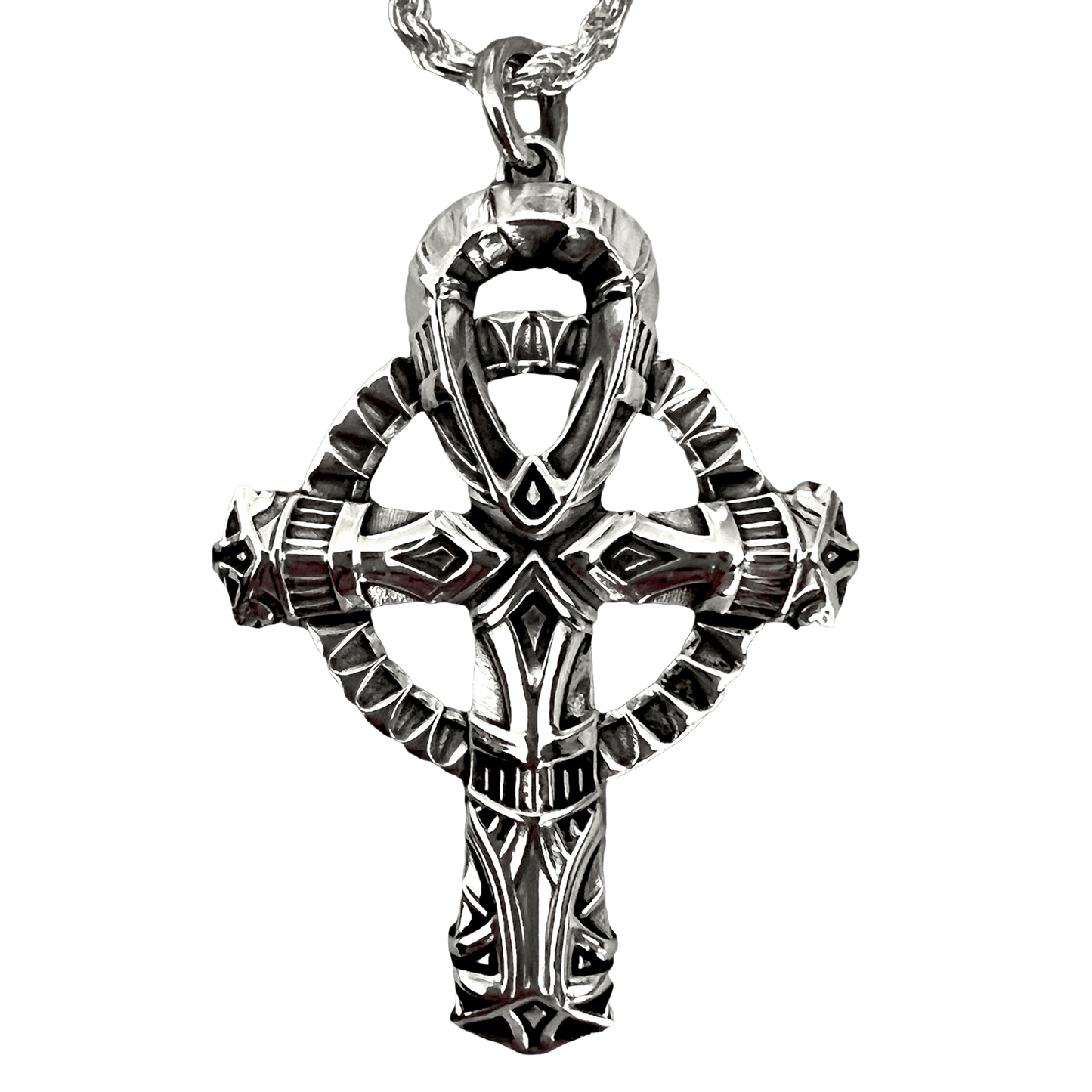 Primary image of our luxury handcrafted silver ankh pendant.